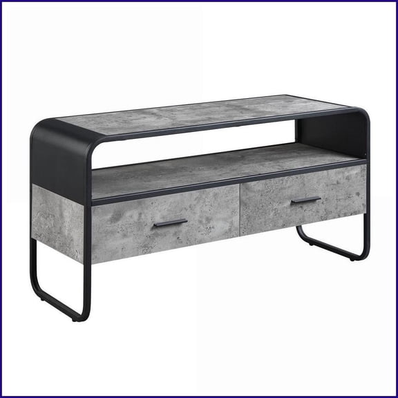TV Furniture: Modern Concrete Gray & Black TV Stand with Storage | Fits Up to 42” TVs | Gray | Metal,Synthetic Wood