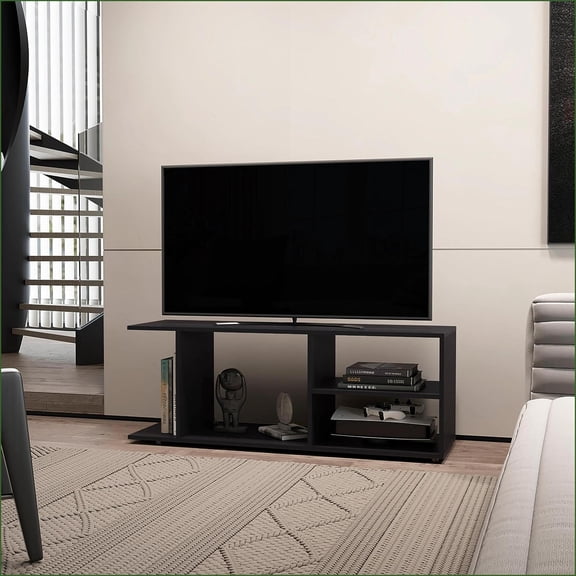 TV Furniture Modern Wenge Open Storage Media Console, 47.4” Wide | Wenge | Particle Board