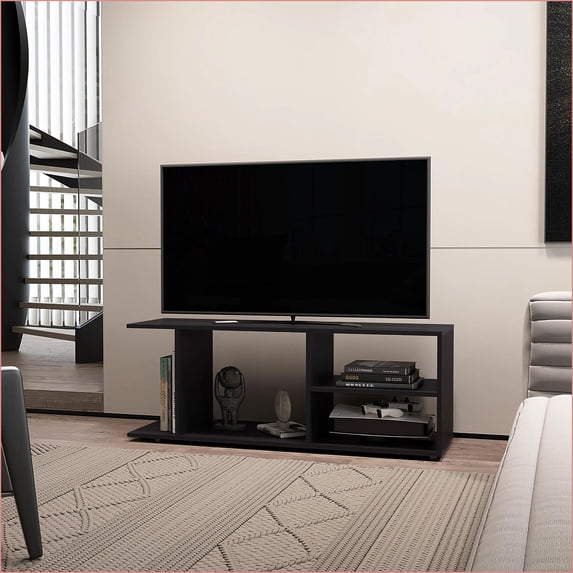 TV Furniture Modern Wenge TV Rack with Open Storage | Particle Board | Primary Living Space