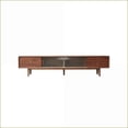 thumbnail image 1 of TV Furniture Solid Red Oak Walnut TV Stand w/ Glass Doors & 2 Drawers | Wood+Glass | TV Size Ranges 70-79 Inches, 1 of 11