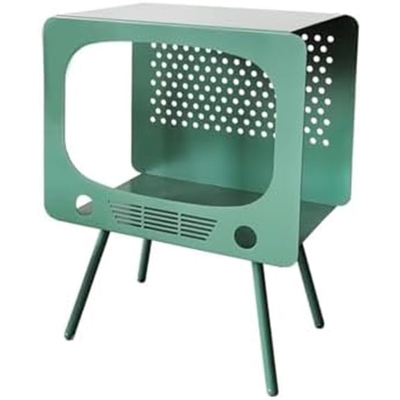 TV Geometry Sculpture Side Table, Modern Design Home Decor Display Shelving Unique End Table (Green)$$Furniture