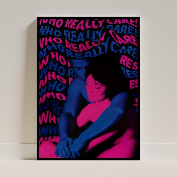 TV Girl Who Really Cares Pink Blue Poster, Unframed Canvas 8x10in