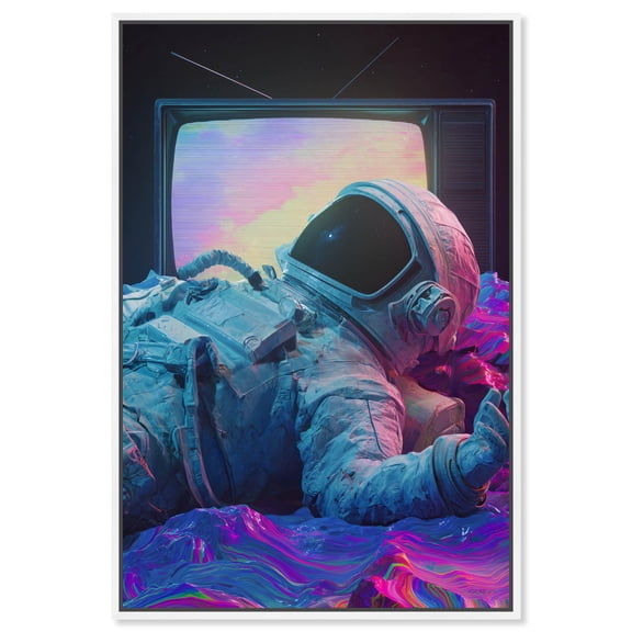 TV Glow Canvas Print Retro Wall Decor by Notoriart, White Frame, 36 x 54