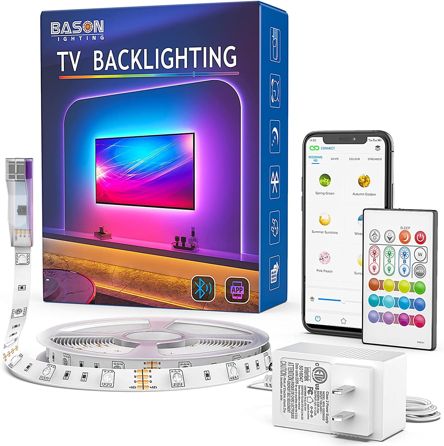 TV LED Backlight with Bluetooth APP and Remote Control, 17ft LED Lights