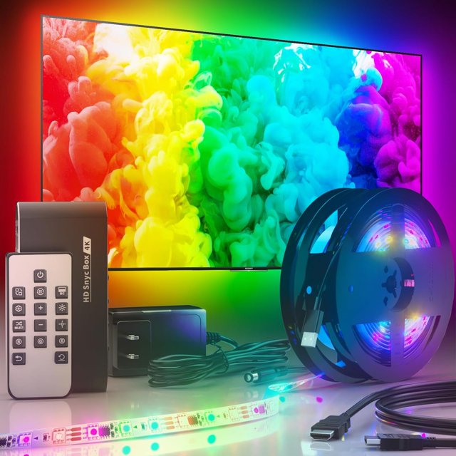 TV LED Backlight Kit HDMI with Sync Box, 2 * 6.56ft TV LED Lights for
