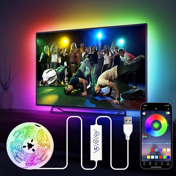 TV LED Lights 13Ft, RGB LED Strip Lights for 32-65in TV Backlight, App Control Strips Light Sync to Music, USB Bias LED Strip Lighting for Bedroom  Room PC  Gaming Lights Cabinet