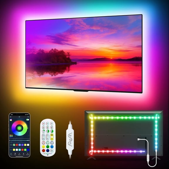 TV Lights 16.4FT for 65-85in TVs, Music Sync Color Changing TV Lights with Remote APP Control, Tv Backlighting Strip Light for Gaming Room Xmas Decoration
