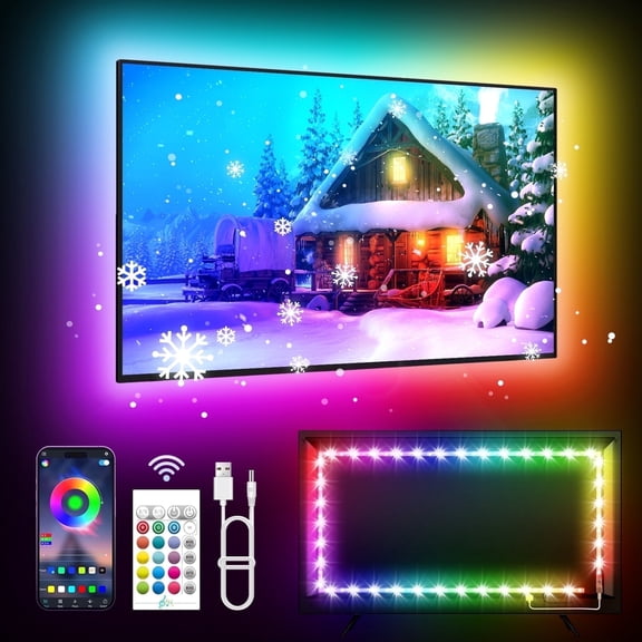 LED light for TV, 18Ft (approximately 5.5meters) LED light source, suitable for TVs ranging fro 50-80 inches, TV backlight, equipped with an app and remote control. Perfect for use in bedroom decor
