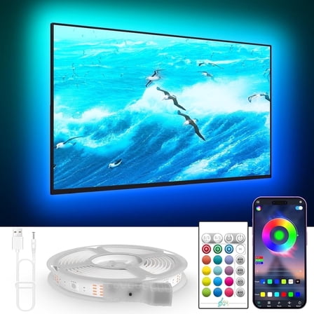 TV Lights Behind, 19.68ft LED Lights for 55-85 Inch TV, RGB TV Backlight, Music Sync Bluetooth APP and Remote Control Strip Lights USB Powered for Bedroom Gaming Room Decor