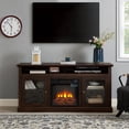 thumbnail image 1 of TV Media Stand with 18" Fireplace Insert, Console Table with Open and Closed Storage Space, Contemporary Entertainment Console for Living Room, Brown, 1 of 8