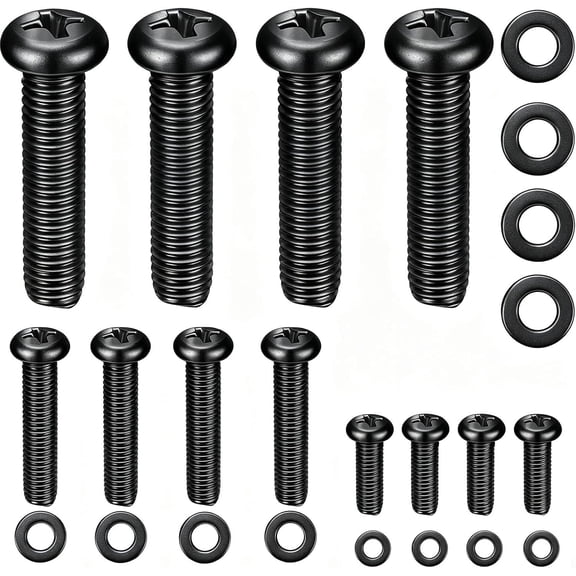 TV Mounting Hardware Kit M4 M6 M8 Stainless Steel Screws Washers for VESA Wall Mount TV and Bracket Fixing 24 count Black