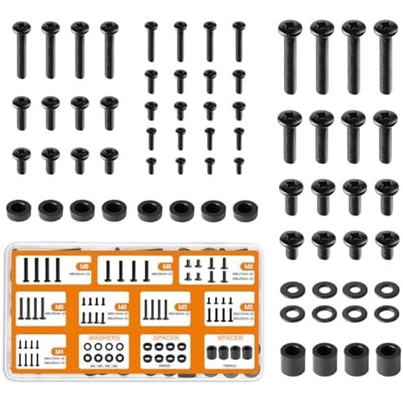 TV Mounting Hardware Screw Kit Set with Box - M4 M5 M6 M8 Screws, Washers & Spacers, Screws for TV VESA Mounting, Fits TV/ up to 80 inch, & Durable