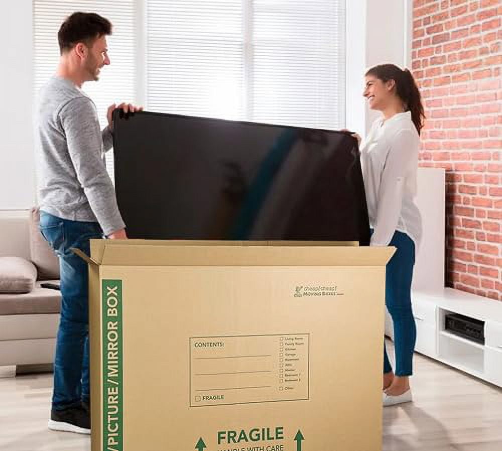 TV/Picture/Mirror Moving Boxes - 3 Pack - 48 x 4 x 33 inches - TV Moving Box fits up to 50" - TV Boxes for Moving - Cheap Cheap Moving Boxes