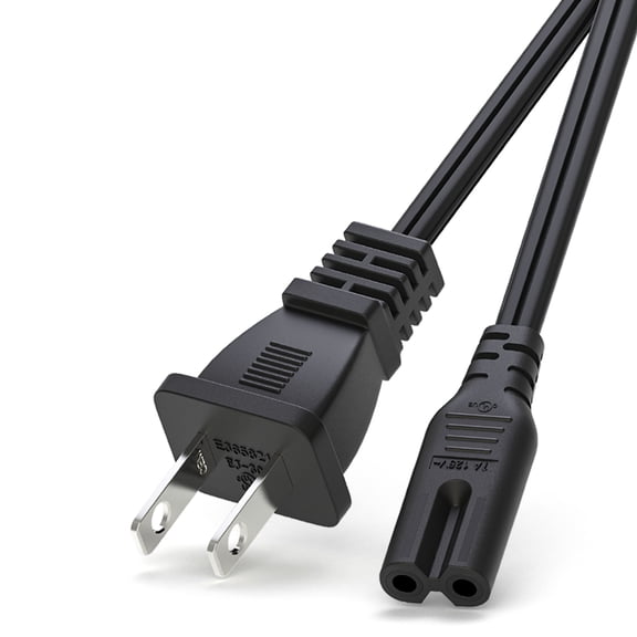 Bicmice TV Power Cord 15Ft Cable for Samsung LG TCL Sony 2 Prong AC Wall Plug 2-Slot LED LCD Insignia Sharp Toshiba JVC Hisense Electronics UN65KS8000FXZA UN40J5200AFXZA 43UH6100 Black