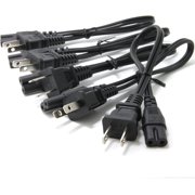 TV Power Cord, Ancable 5-Pack 1Feet 2-Prong Replacement Power Cable Cord Black