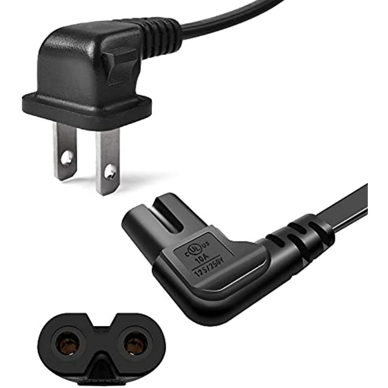 TV Power Cord Replacement 6ft Right Angled 2-Prong to L-Shaped