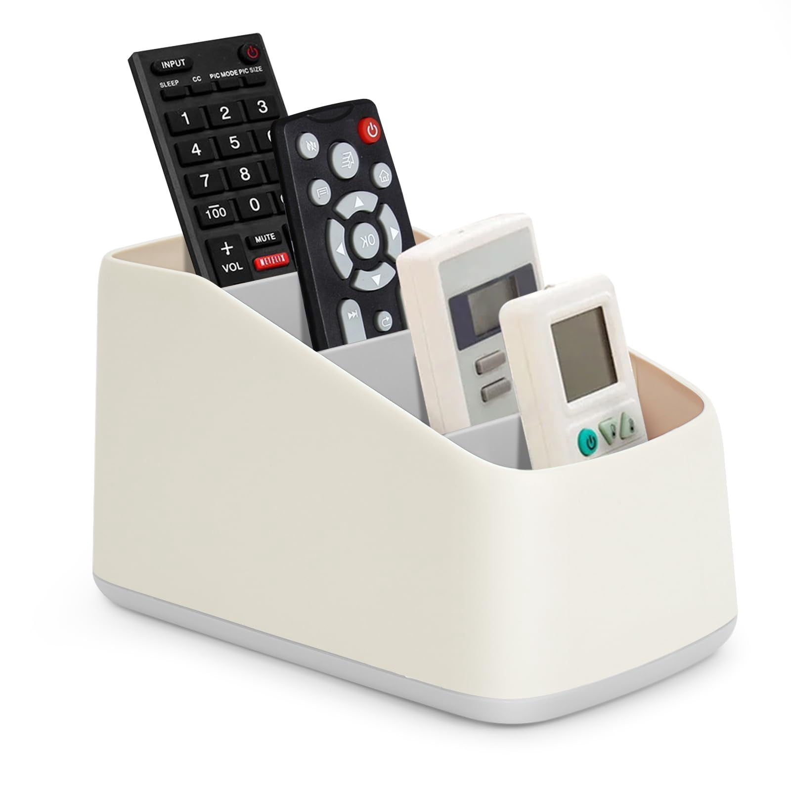 TV Remote Control Holder Organizer Box with 4 Compartments Remote Caddy ...