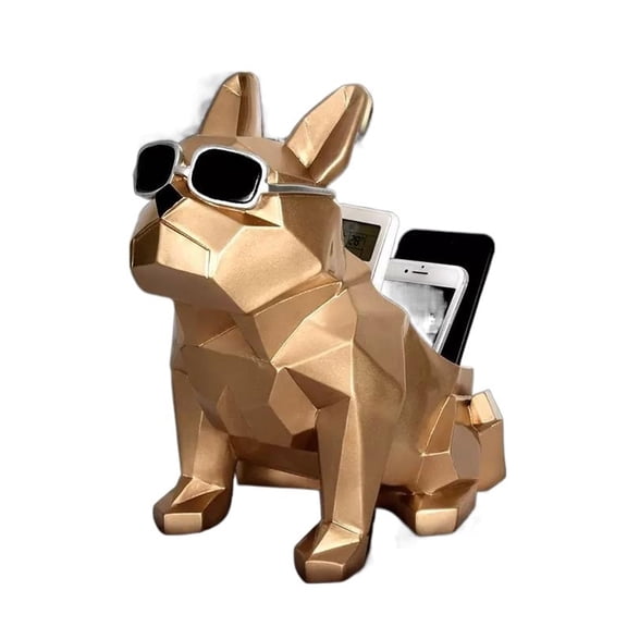 TV Remote Control Holder Storage Box, Dog Design Remote Caddy Organizer Resin Desk Organizers with 3 Compartments, Remote Control Organizer for Table