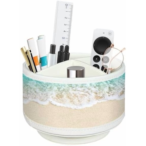 TV Remote Control Holder for Table, 360 Swivel Pen Holder for Desk Organizers and Accessories, Nightstand Organizer Caddy for Media Controllers/Office Supplies, Bedside Decorations for Living Room