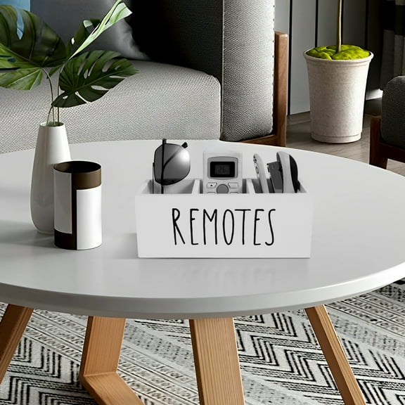 TV Remote Control Holder with 3 Compartment for Living Room Wooden Controller Organizer Smooth Bedside Table Organizer for Nightstand