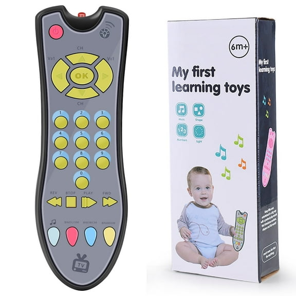 TV Remote Control Toy with Light and Sound Baby Controller Toy 3 Language Modes Music Controller Toy Early Educational Learning Remote Button Toy for Kids Ages 6 Months+