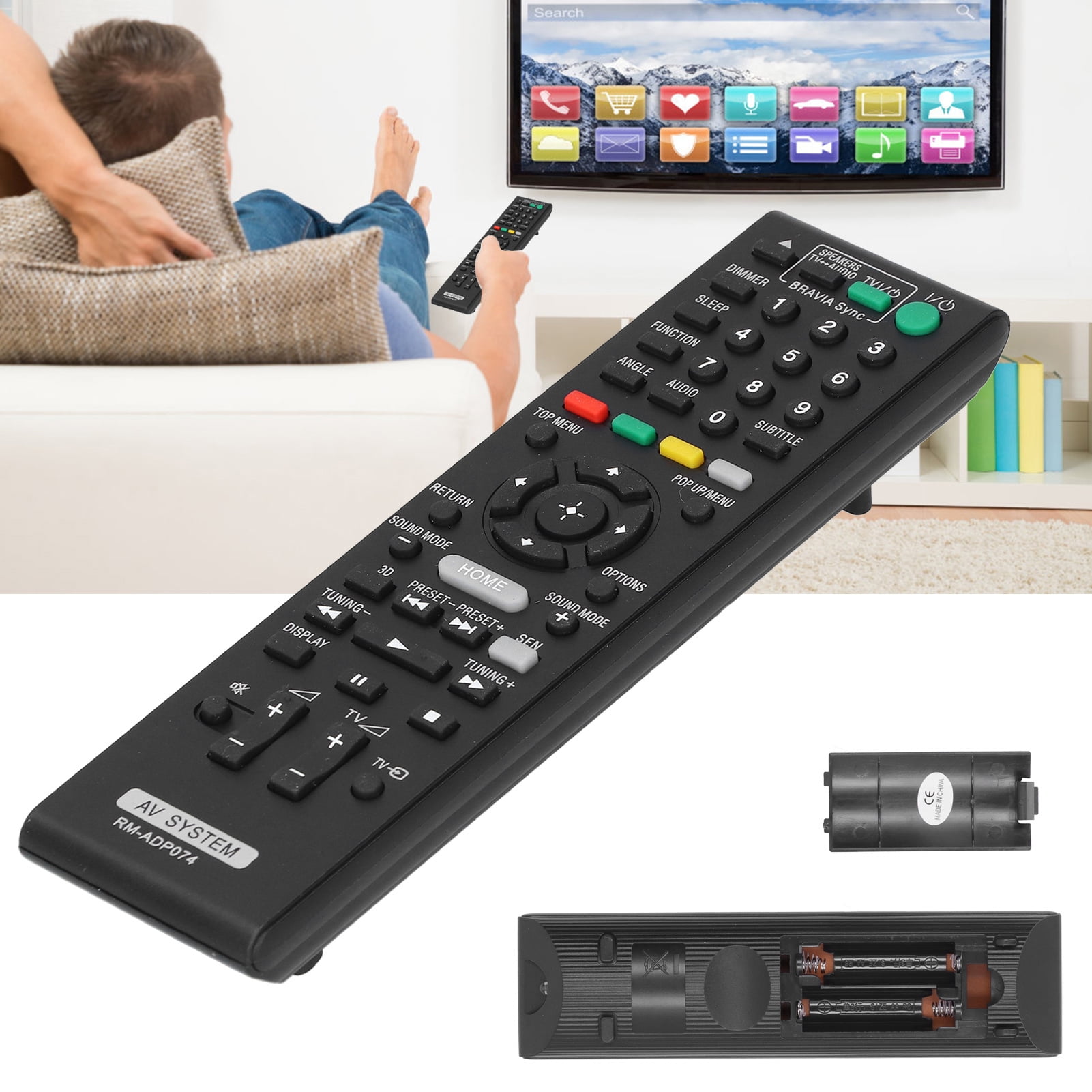 TV Remote Controller, Easy To Grasp Wearable Compact Large Button