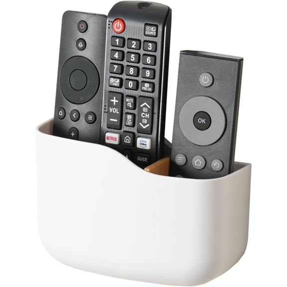 TV Remote Holder Wall Mount Remote Control Holder for Bed Universal Bedside Wall Remote Holder Caddy Organizer Hole-Free Remote Control Holder (For 2 Or 3 Remote ControlsWhiteQuantity1