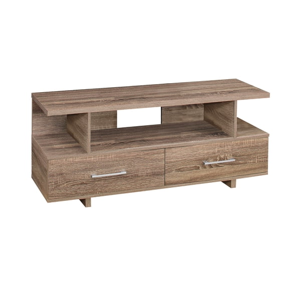 TV STAND - 48"L / DARK TAUPE WITH 2 STORAGE DRAWERS