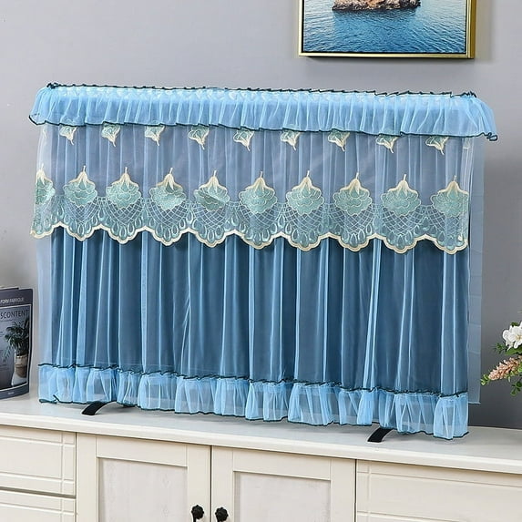 TV Screen Monitor Protector Cover 55/60/65/70/75inch Television LCD Protector Lace Embroidery Dust Cover Home Decorations (blue,55inch)