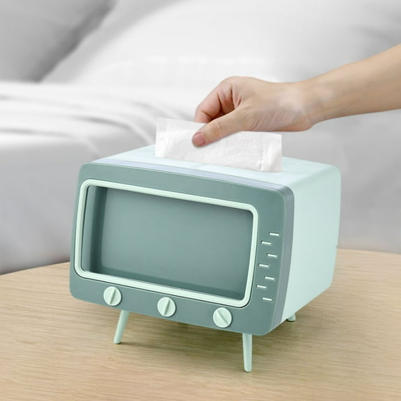 TV Shape Tissue Box under $5! Xqxayjr TV Shape Tissue Box Cover, Multi Function Phone Stand Tissue Holder, ABS Plastic Storage Box for Living Room Bedroom