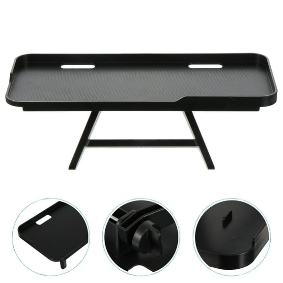 TV Shelf Black Platform with Convenient Storage for Router Console and Set Top Box