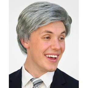 TV Show Host Costume Wig Gray Hair Adult Grey Silver Grandpa Old Man Politician Comic Halloween