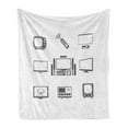 thumbnail image 1 of TV Show Soft Flannel Fleece Throw Blanket, Electronic Fashion Themed Progress of Television Concepts, Cozy Plush for Indoor and Outdoor Use, 50" x 70", Charcoal Grey Pale Grey, by Ambesonne, 1 of 5