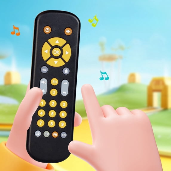 TV Simulation Remote Control , 1 Pack Interactive Learning Early Education Puzzle, Sound Light Musical for Indoor Outdoor Play, Black
