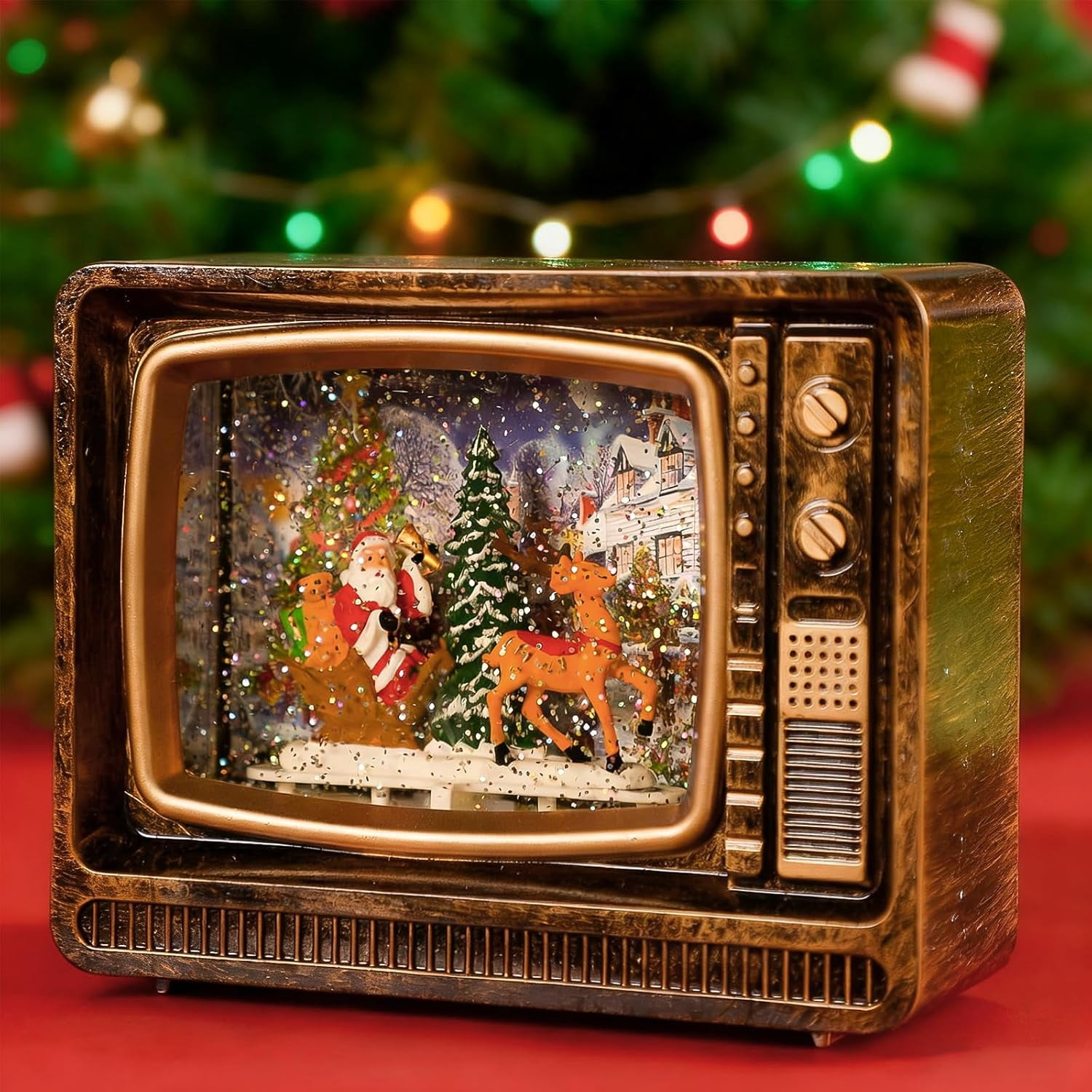 TV Snow Globe Lantern, Lighted Musical Christmas Snow Globe with 8 ...