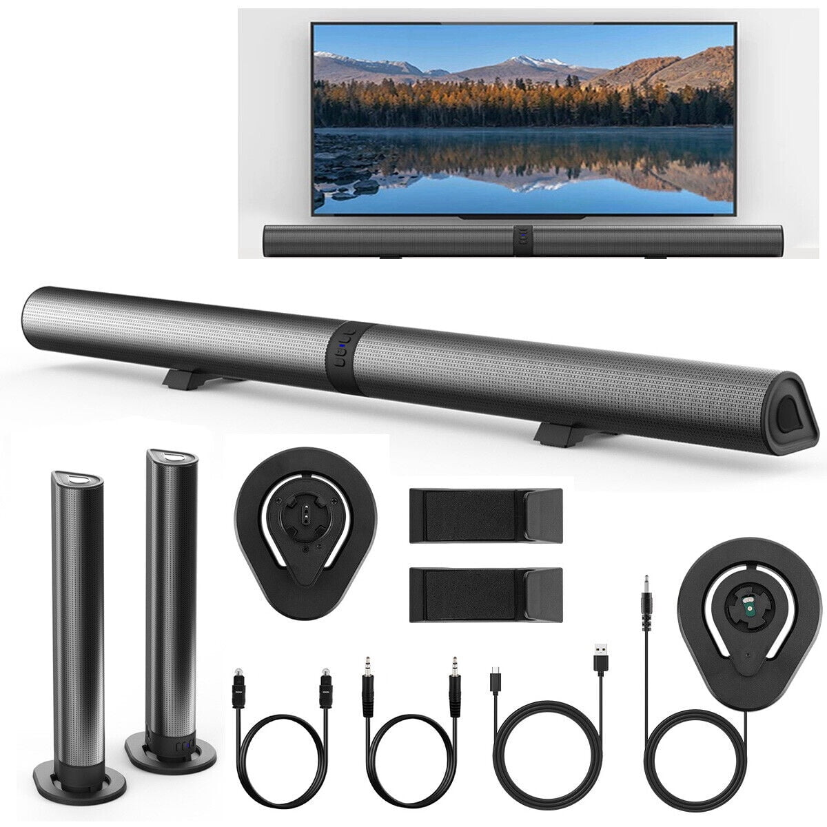 Puxinat 2 in 1 Separable Sound Bars for TV, 2.2 Channel 32Inch Bluetooth 5.0 TV Speaker for Surround Sound System, Built-in Dual Subwoof（並行輸入品） Puxinat 2-in-1 Separable Soundbar | Review \u0026 Rating