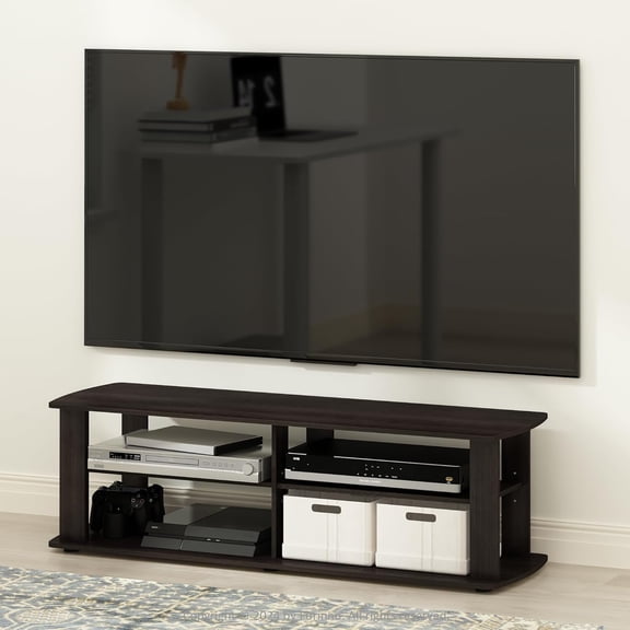 TV Stand, 3-Tier Entertainment Center with Open Shelves Storage for Living Room, Dark Brown