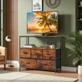 thumbnail image 1 of TINKLE WELL Storage dresser TV stand with 5 Fabric Drawers and Wood Open Shelf, Media Console Organizer for 45'' TV, Ideal for Living Room, Bedroom, or Apt, Brown, 1 of 7