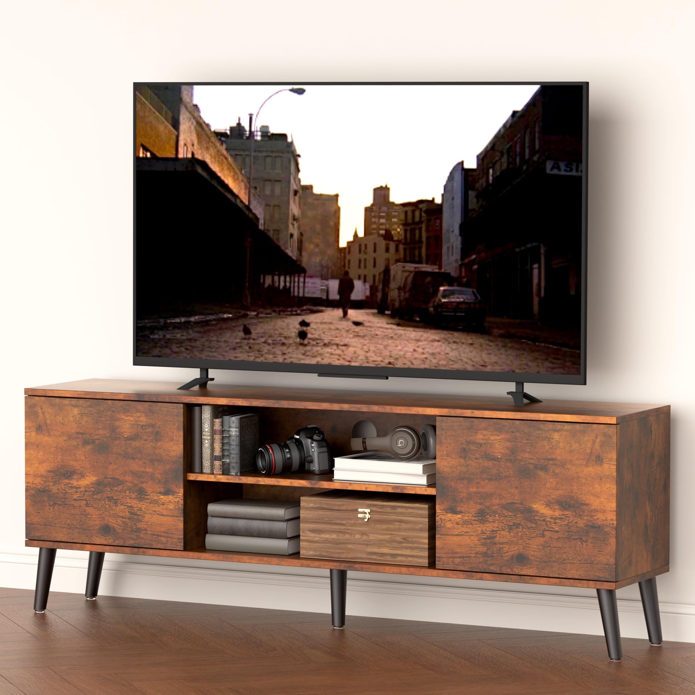 TV Stand for 55 60 inch TV, Mid Century Modern TV Console ...