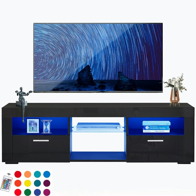TV Stand for 55 60 inch TV, Seizeen High Glossy Media TV with