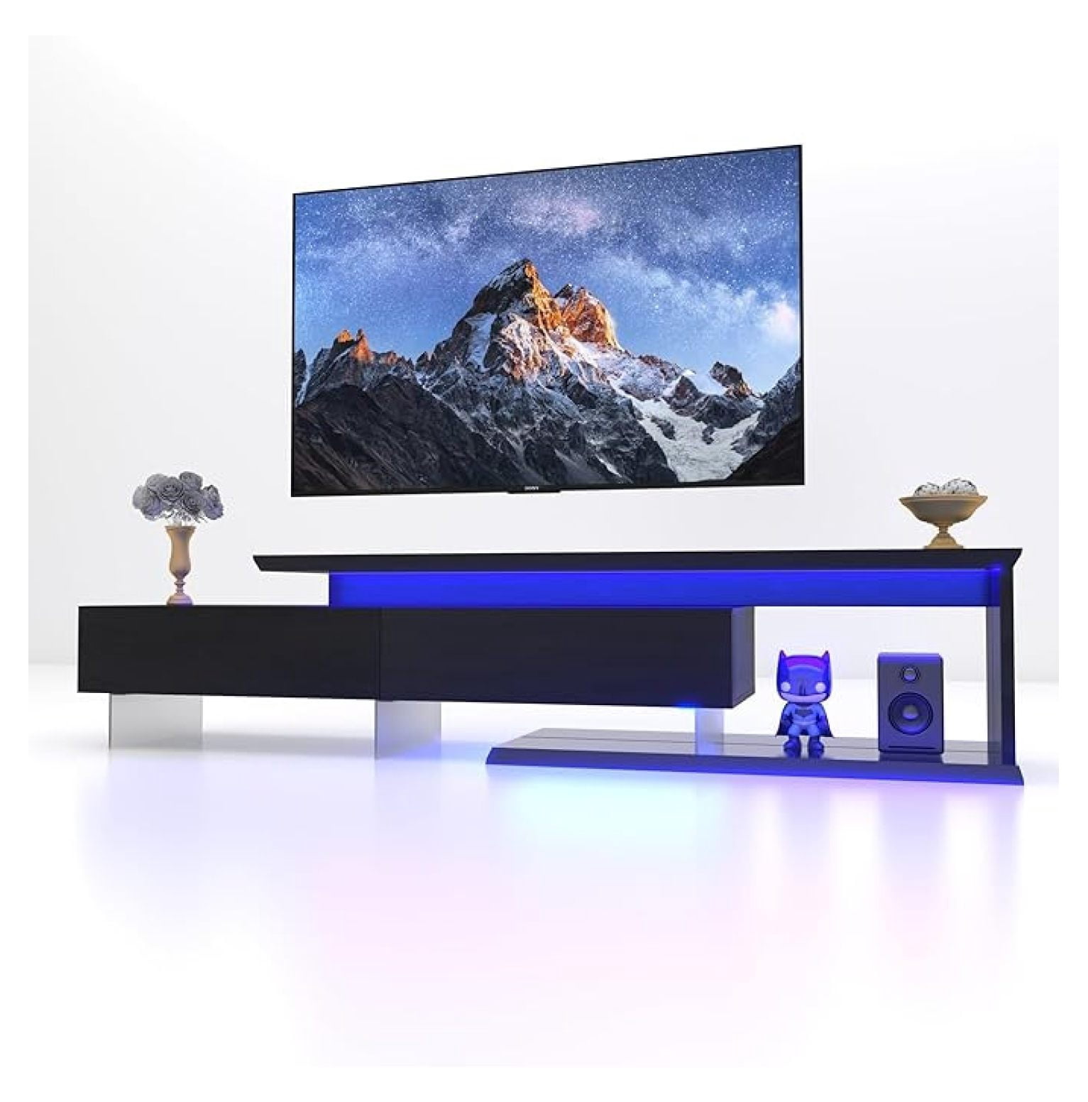 TV Stand for 55 65 75 85 Inch TV, Extendable LED Entertainment Center ...