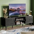 thumbnail image 1 of TV Stand for TVs up to 60", Mid Century TV Console with Adjustable Shelf, Modern Entertainment Center Media Console Table for Living Room in Pure Black, 1 of 6