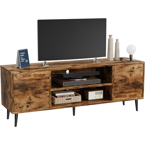 TV Stand, 58 Inch Entertainment Center with 2 Doors and 2 Storage ...