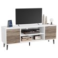 thumbnail image 1 of TV Stand, 58 Inch Entertainment Center with 2 Doors and 2 Storage Cabinets for TV up to 65 inch, TV Console Table for Living Room, Bedroom, Office (White and Oak), 1 of 7