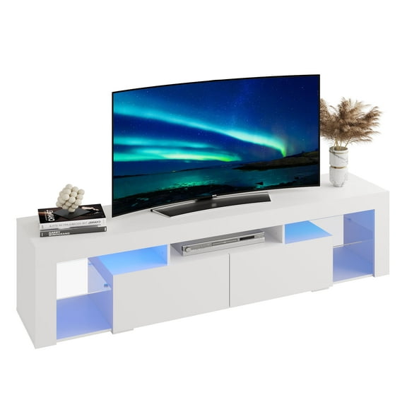 GALAXHERO TV Stand 63 Inch Entertainment Center Modern TV Console Table with 2 Drawers for Living Room, LED TV Stand for 60 to 70 Inch TV White