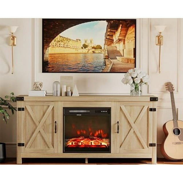 TV Stand for 65 Inch TV Farmhouse Entertainment Center with Double Barn