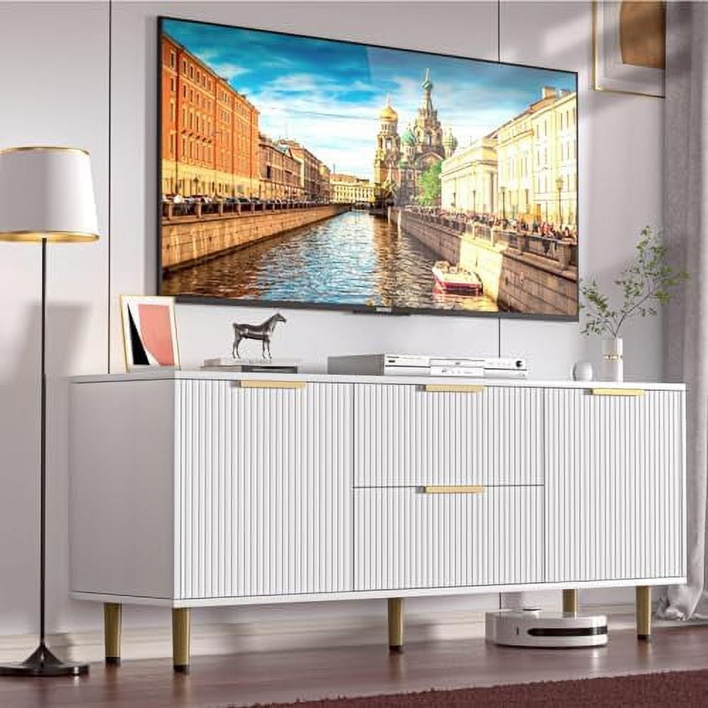 TV Stand for 65+ Inch TV Modern TV Console for Living Room Bedroom Wood