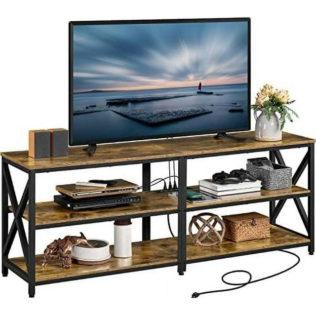 TV Stand for TV up to 65 inch Media Entertainment Center with Power