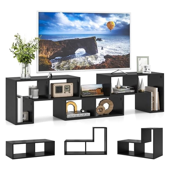 TV Stand for 65 inch TV, 3 Pieces Entertainment Center, Free Combination Bookshelf with Open Storage Shelves, Modern Media Console Cabinet for Living Room, Bedroom, Office