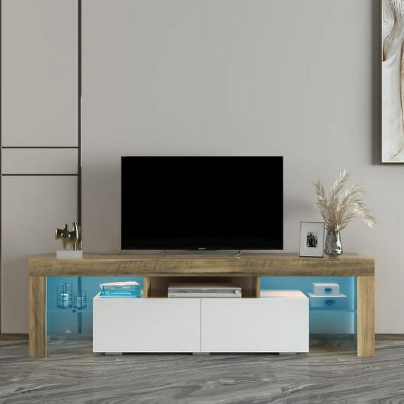 TV Stand for 70 Inch TV Stands, Media Console Entertainment Center Television Table, 2 Storage Cabinet with Open Shelves for Living Room Bedroom,Black